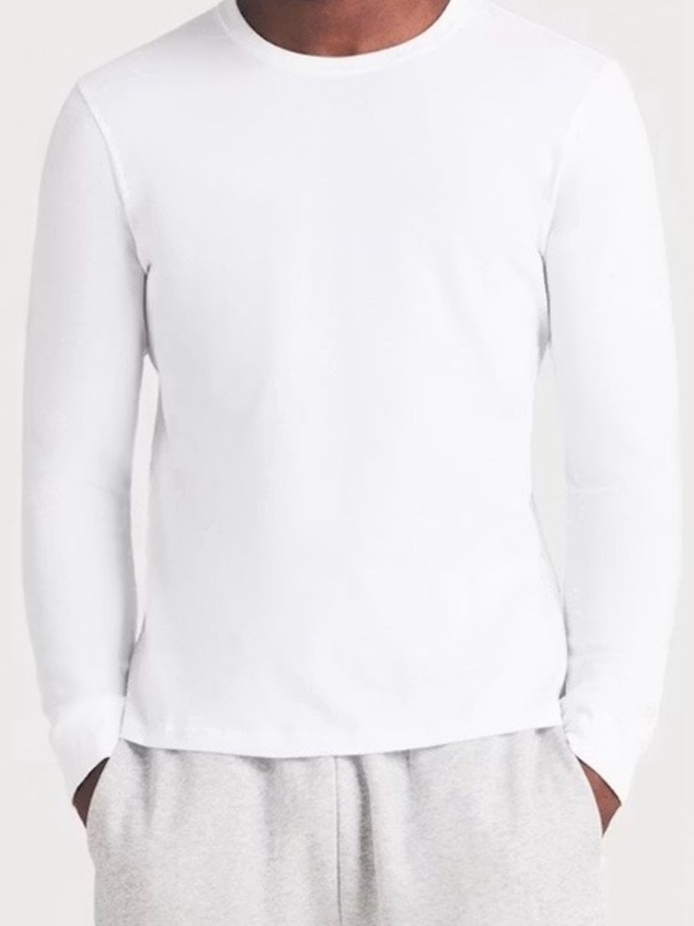 SKIMS Classic Long Sleeve Crew Cotton Tee Shirt in Chalk Mens S NWT